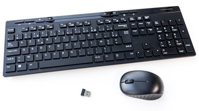 Amazon Basics Wireless Tastatur & Maus Set 2,4 GHz USB FR Layout Schwarz