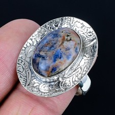 Gorgeous Sodalite Gemstone Handmade 925 Sterling Silver Ring Size Adj