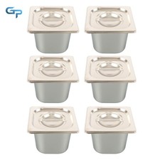 6 Set Anti-Jam Stainless Steam Table Pans w/Lids, Catering Food Storage