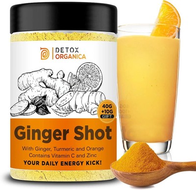 Ingwer Shots mit Kurkuma Vit C Zink Naturpulver Mix mit Getränk 60 Portionen