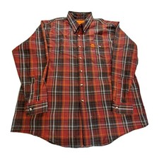 Wrangler FR Riggs Flannel Shirt Men XL Red Button Up Plaid Flame Resistant HRC2