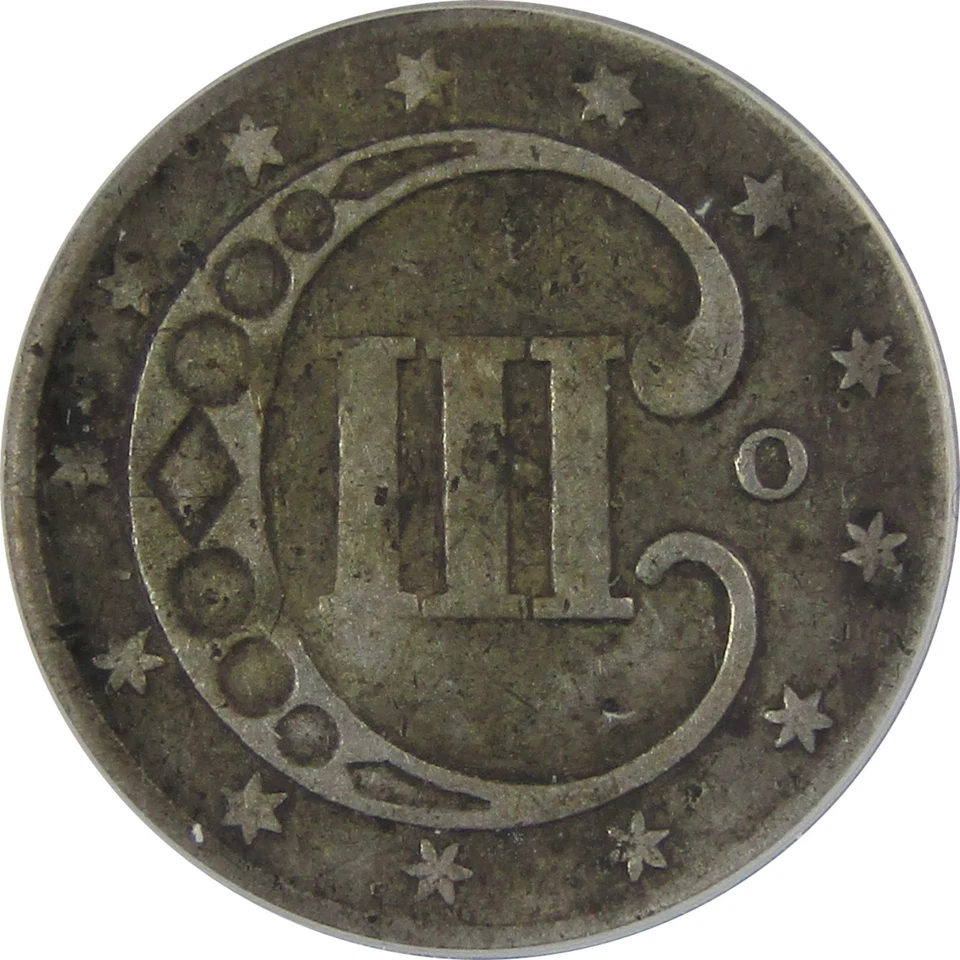 1851 O Three Cent Piece VF 20 Details ANACS Silver Trime SKU:CPC1144 - Image 4 of 4