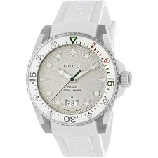 Gucci Men's Quartz Dive Watch Eye-Catching Unique White Dial Model # YA136337