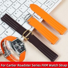 For Cartier Roadster W6206018 W62025V3 FKM Watch Strap Outdoor Fluororubber Band