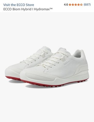 ECCO Biom Hybrid I Hydromax Leather WaterRepellent Golf Shoes White Size 12-12.5