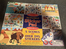 Reusable Sticker Pad - Adventure 5 Scenes Over 245 Stickers Melissa Doug NEW