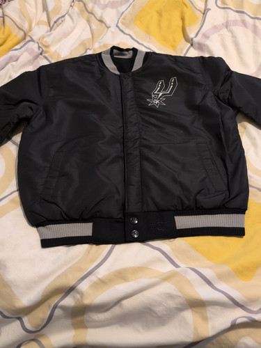 NBA Jeff Hamilton Design San Antonio Spurs Reversible Melton Jacket Sz L Black - Picture 1 of 12