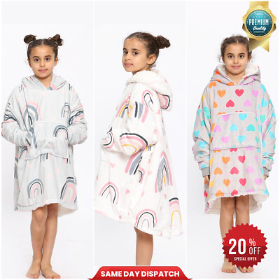 Rainbow Oversized Plush Hooded Blanket Ultra Soft Warm Sherpa