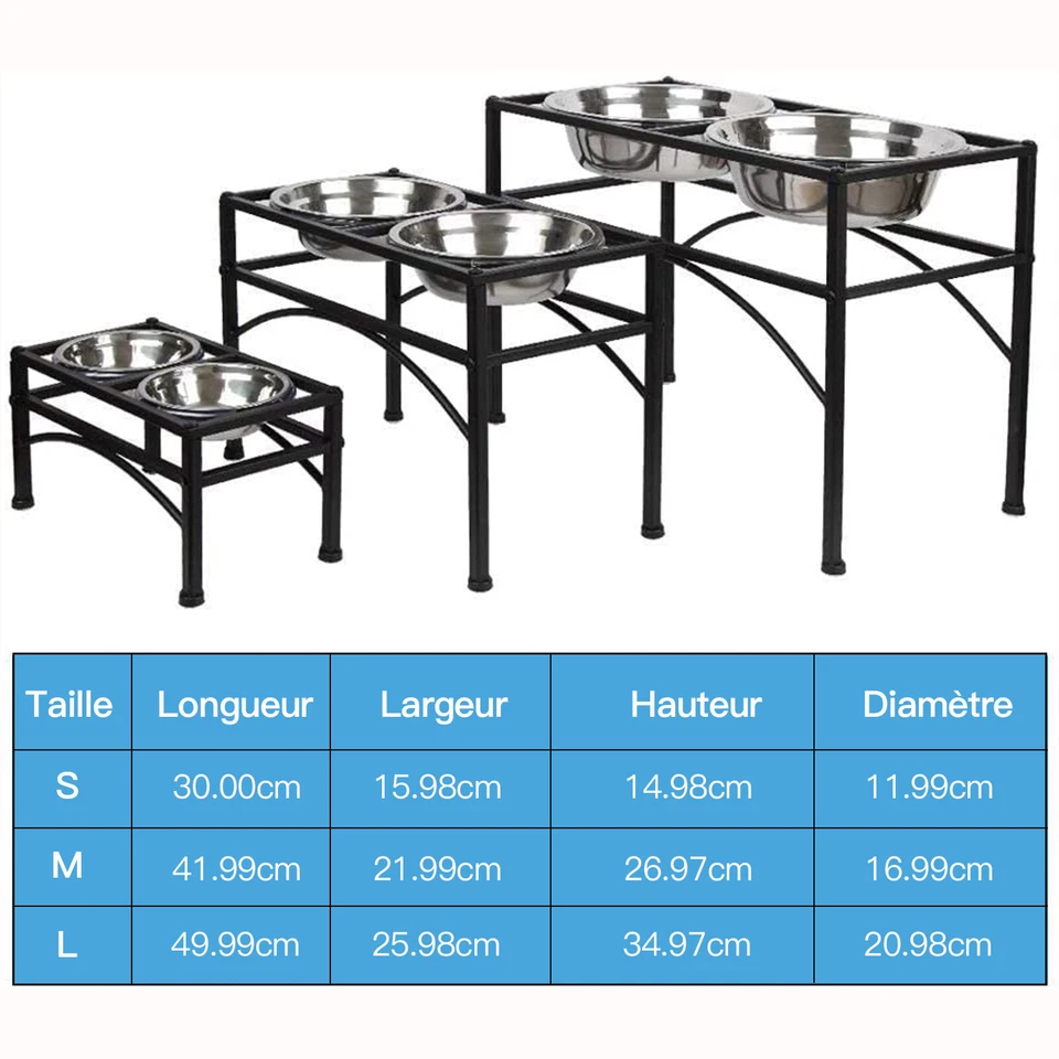 Edelstahl Futterschüssel Stand Erhöhter Futternapf für Hunde & Katzen Doppelnapf - Bild 3 von 4