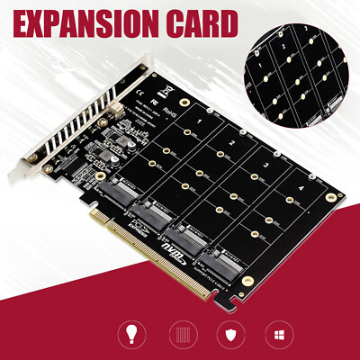 4-Port M.2 NVME SSD to PCIe 3.0 4.0 X16 Connector Expansion Card 4 x 32Gbps