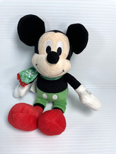 Disney Store 10  Mickey Mouse Christmas Plush w/ Green Scarf