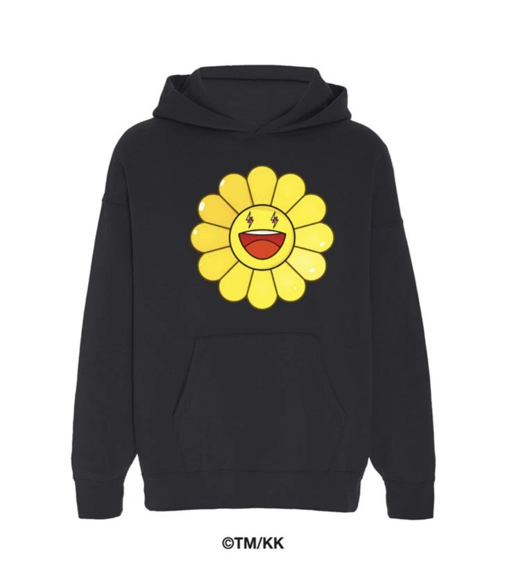 J Balvin x Takashi Murakami Yellow Amarillo Flower Hoodie Black Size Small