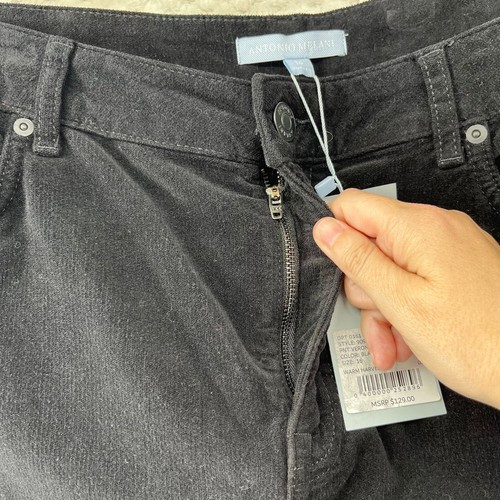 Antonio Melani Velvet Flare Leg Pants Black Corduroy Size 16 - Picture 11 of 11