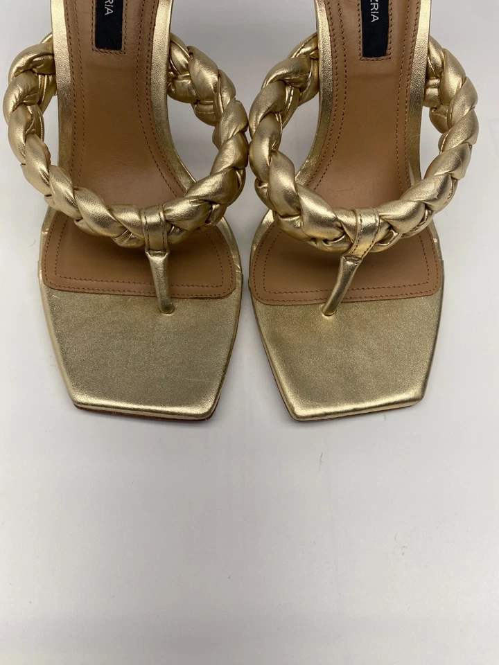 Sandalias de tacón trenzado BCBGMAXAZRIA para mujer Bella punta cuadrada talla 8 Foto 3 de 4