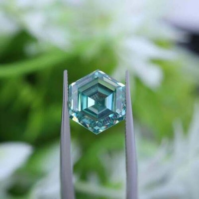 Antique Hexagon Shape Blue Loose Moissanite Best For Making Wedding Ring Pendant