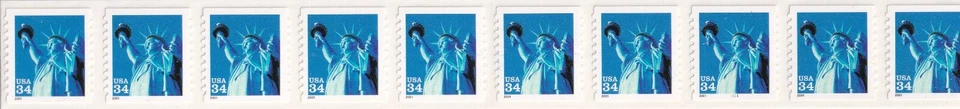 Scott #3466 Statue of Liberty Blue 25 Stamp Coil (PNC25) - Sealed P#1111 - Image 2 of 3