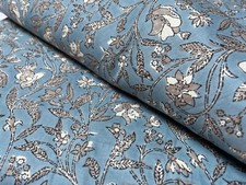 Indian Hand Block Grey Floral Cotton Fabric Natural Dress Sewing Crafts 5 Yard