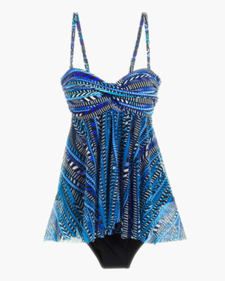 Profile By Gottex Women's Blue Nile Flyaway One Piece Swimsuit - Mesh Overlay Tummy Control - View #8