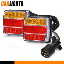 Kit W 24ft Cable 7 Pin Plug Pair 25 Led Magnetic Trailer Towing Lights