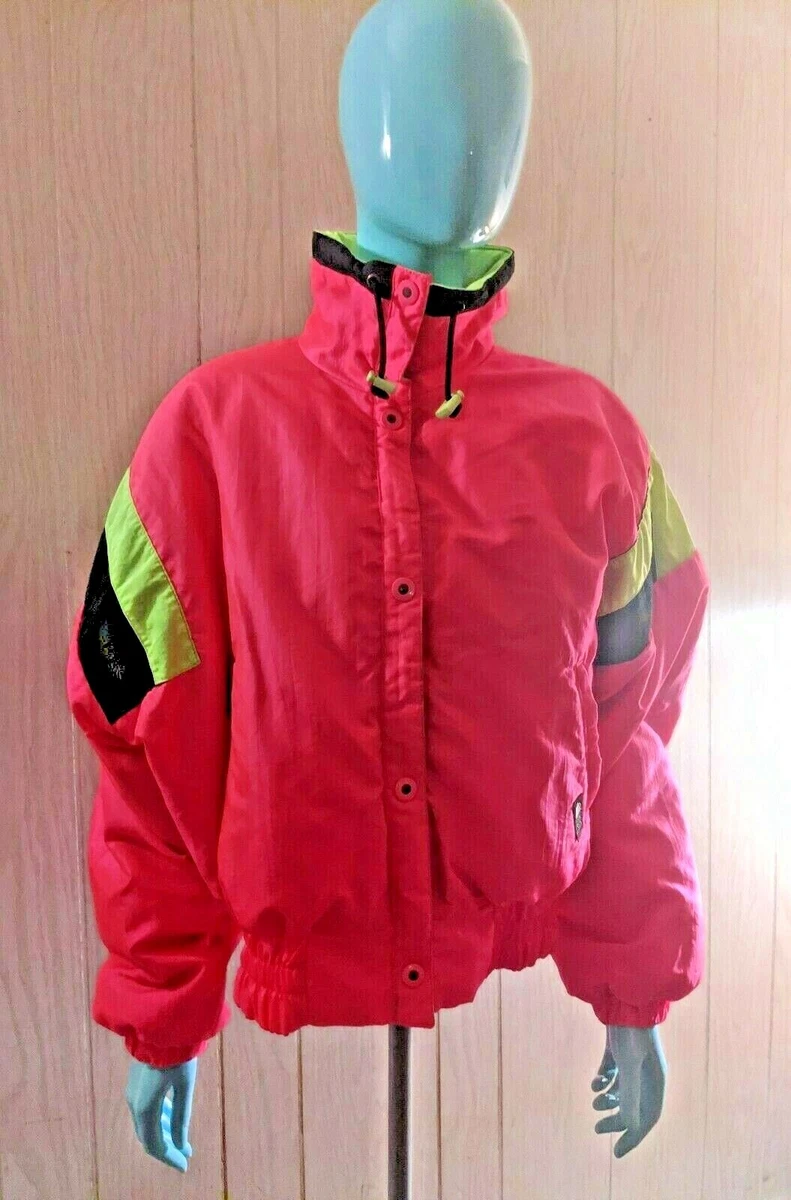 Ladies Alpine Design Jacket Size 10 Coat Ski Snow Pink Yellow Goose Down USA