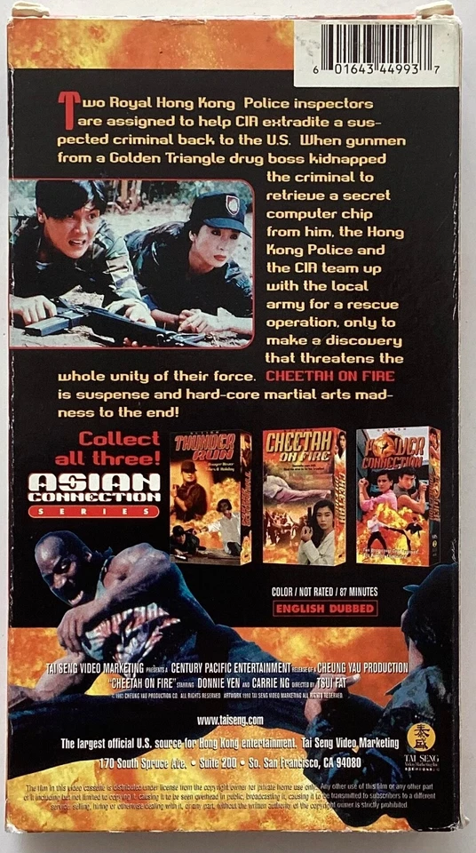 Cheetah on Fire (VHS, 1998) 1992 Hong Kong Tsui Fat Donnie Yen Carrie Ng - Image 2 of 4