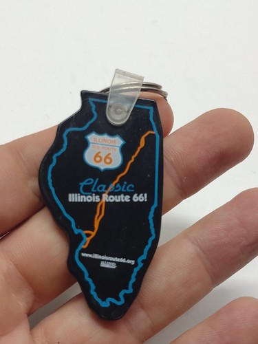 Illinois Route 66 Classic Keychain Vinyl Black Map Highway - Picture 2 of 3