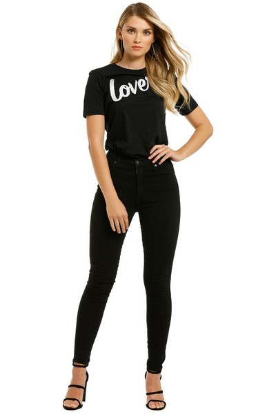 LOVER Signature Black Organic Cotton Tee Crew Neck Size 6 AU Essential Basic
