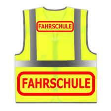 Profi Warnweste FAHRSCHULE Sicherheit Weste Verschluss Tasche Druck Fahrschule