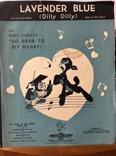 LAVENDER BLUE ( DILLY DILLY) Sheet Music Walt Disney Rare Oz Promo 1948