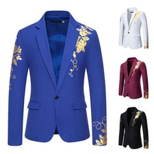 Men Formal Work Blazer Jacket Business Casual Button Slim Fit Suit Coat Tops