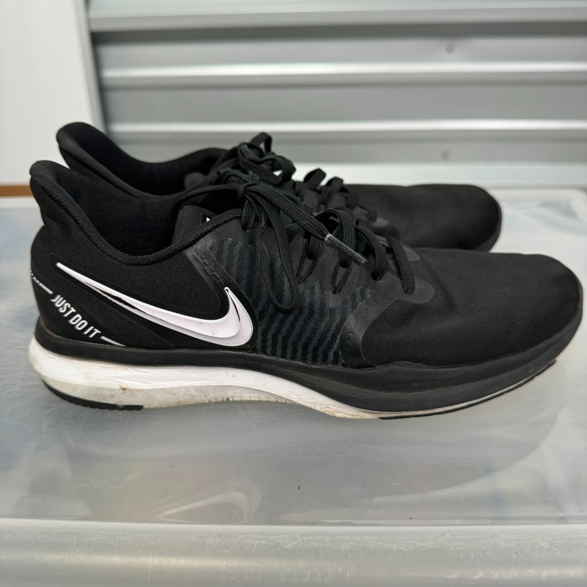 nike just do it shoes black and white