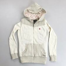Element Cable Knit Sweater Jacket Small Hooded Polka Dot Lining Quilted Interior