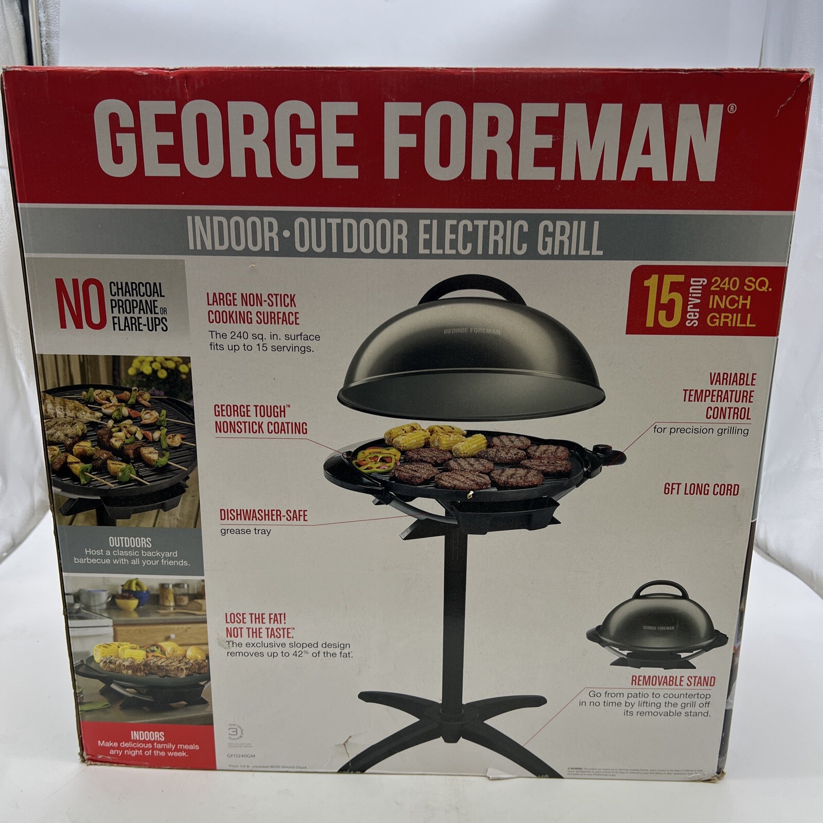FOREMAN 15Serving Nonstick Indoor/Outdoor Electric Grill NEW! Lightbulb Expert