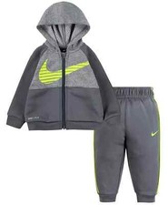 Nike Boy s 2 Piece Therma-FIT Zip Hoodies  Pants Set Smoke Grey 66g807