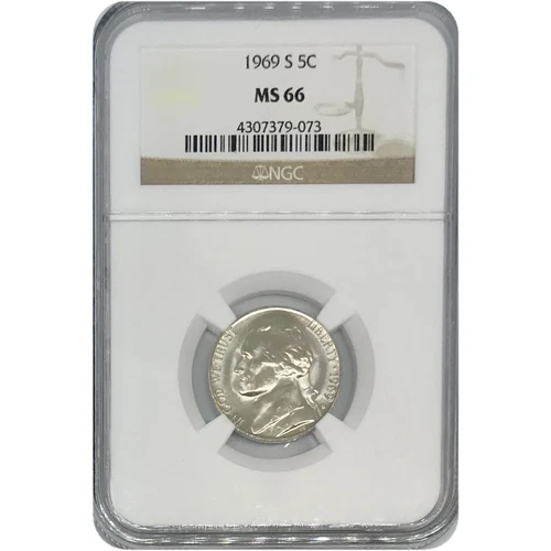 1969 S Jefferson Nickel NGC MS66 *Rev Tye's* #907399