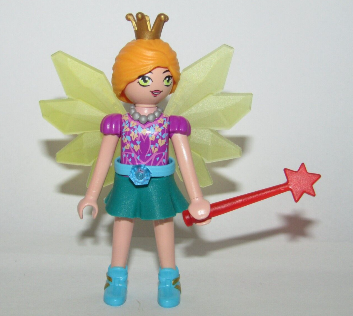 Playmobil Magic Fairy Princess w/ crystal yellow peacock wings blue boots  C34