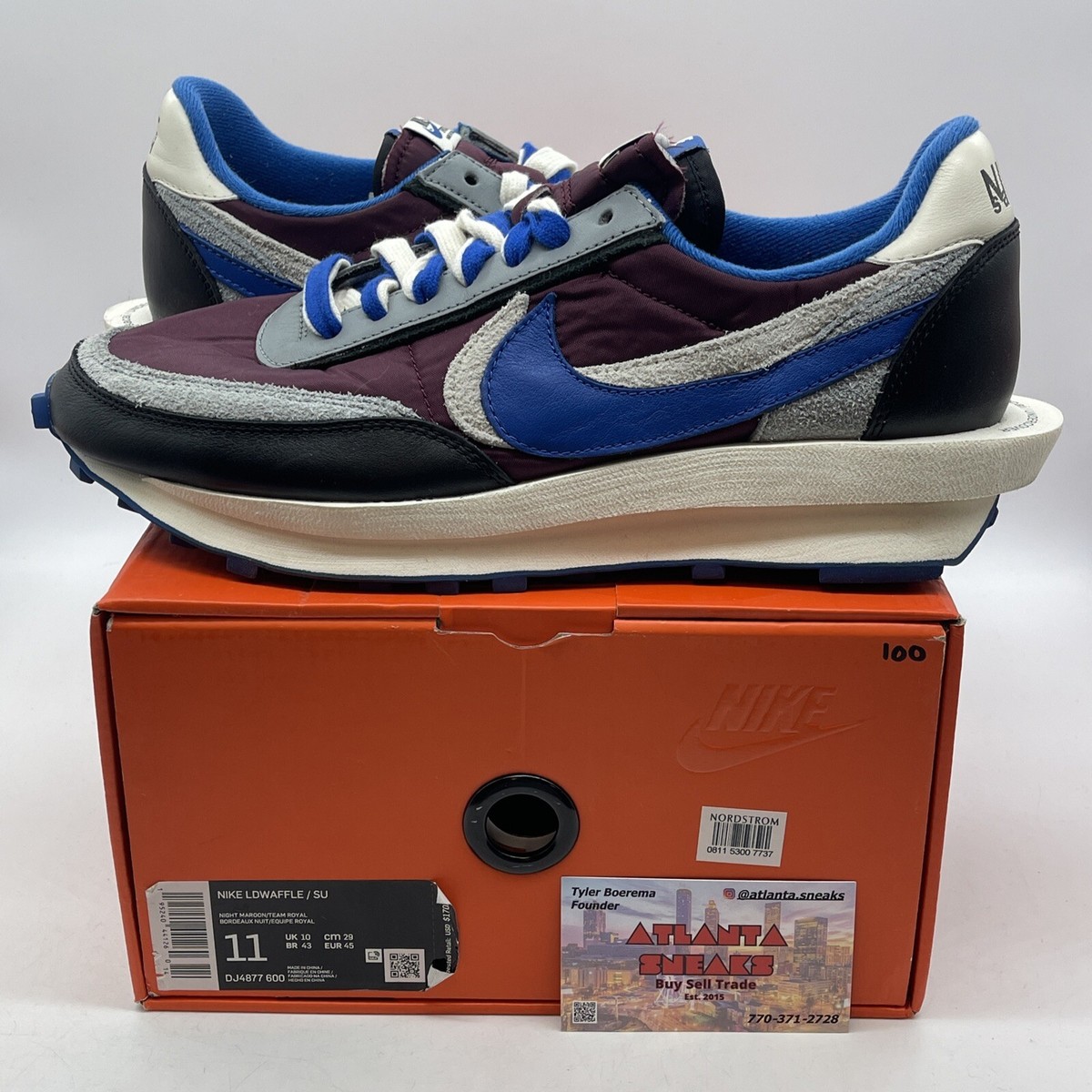 Size 11 Nike sacai x Undercover x LDWaffle Night Maroon Team Royal  (DJ4877-600