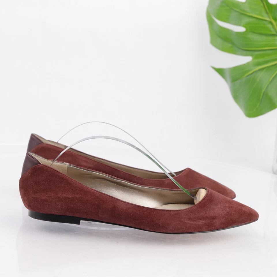 Zapato de vestir Sam Edelman para mujer Rae plano talla 7 puntiagudo rojo borgoña granate gamuza Foto 4 de 4
