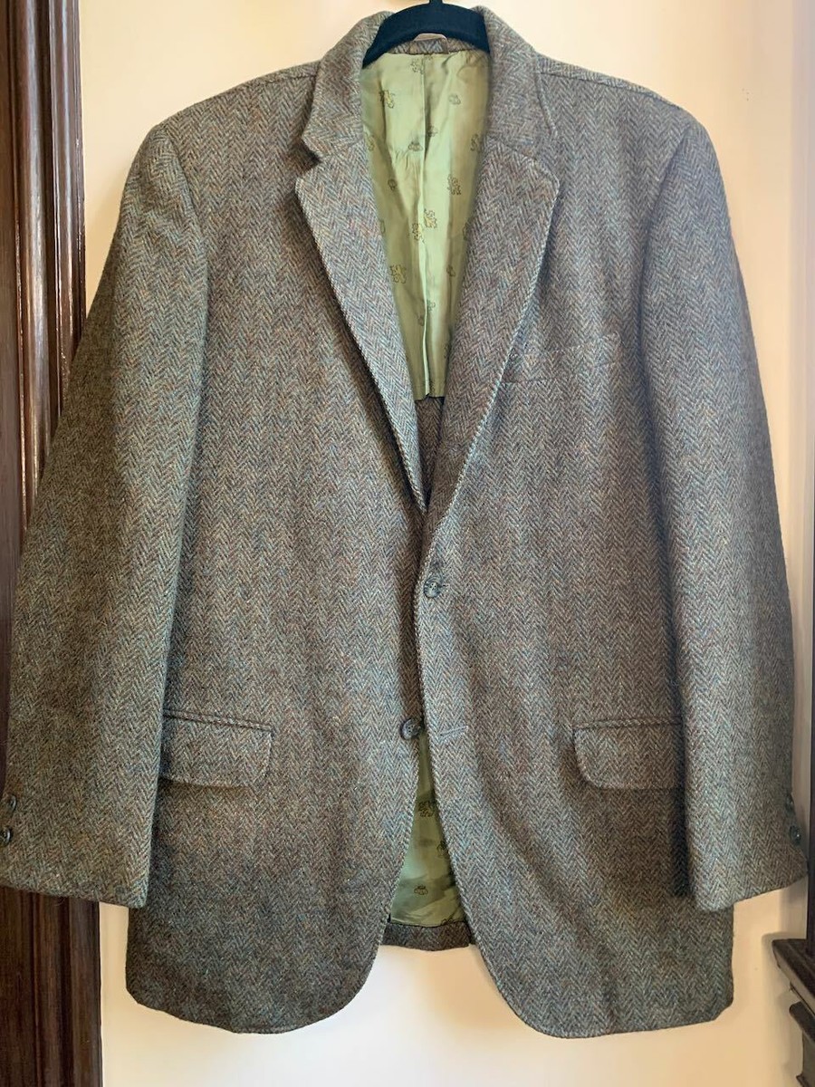 vintage Harris Tweed Scottish green Andrews wool blazer jacket coat  size 40