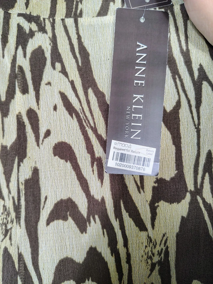 Maxi Falda Para Mujer Anne Klein S Marrón Estampado Animal 100% Seda Línea A De Colección Nueva Con Etiquetas Foto 3 de 4