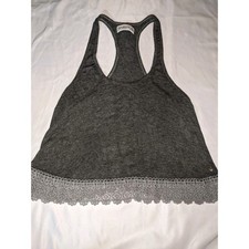 Abercrombie Fitch Womens Gray Racerback Tank Top Lace Trim Flared Size M