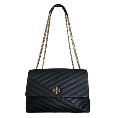 Tory Burch Kira Chevron Convertible Bag Black Shoulder Chain Crossbody Leather
