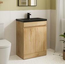 Bathroom Cloakroom Vanity Unit Basin Sink Freestanding Soft Close Modern Oak