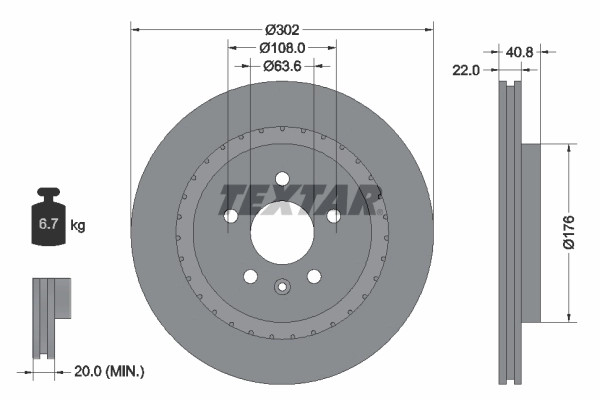 2Er-Set 2Er Set Bremsscheibe Textar 92168305 Volvo 30769060 Volvo 31341483-image