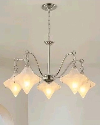 Art Deco Astris Star Chandelier - Frosted Glass Decorative Lamp for Dining Room 70cm