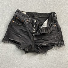 Levis Premium 501 Jeans Shorts Womens 27 Black Button Fly Denim Daisy Dukes