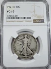 1921-D Walking Liberty Half Dollar | NGC VG10