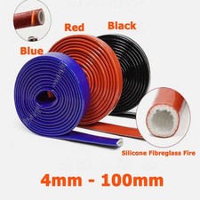 4mm-100mm Silicone Fibreglass Fire Sleeving Cable Protective Heat Shield Sleeve