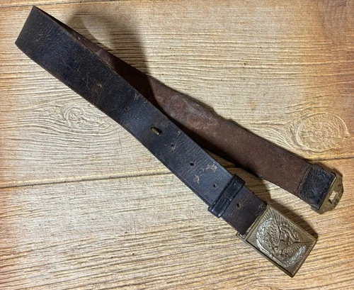 Original US Civil War / Indian War 1851 Eagle Belt Buckle With Leather Belt