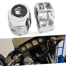 Pair Chrome Handlebar Control Switch Housing Fit For Harley Touring  Road Glide
